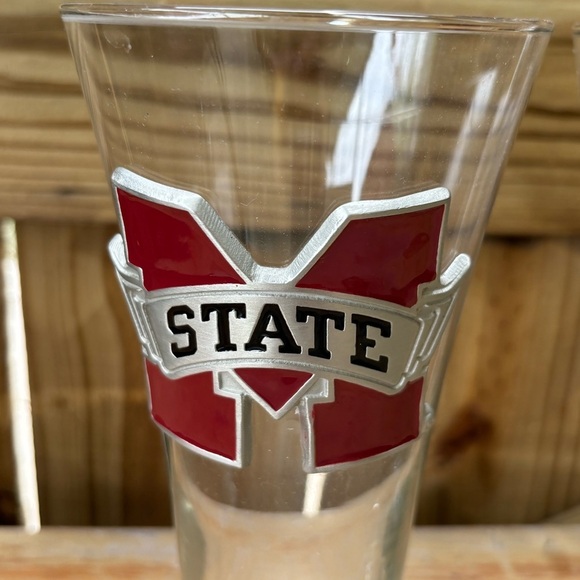 Set of 2 Mississippi State 18oz Pilsner Beer Glasses with Fine Pewter Emblems - Picture 5 of 9